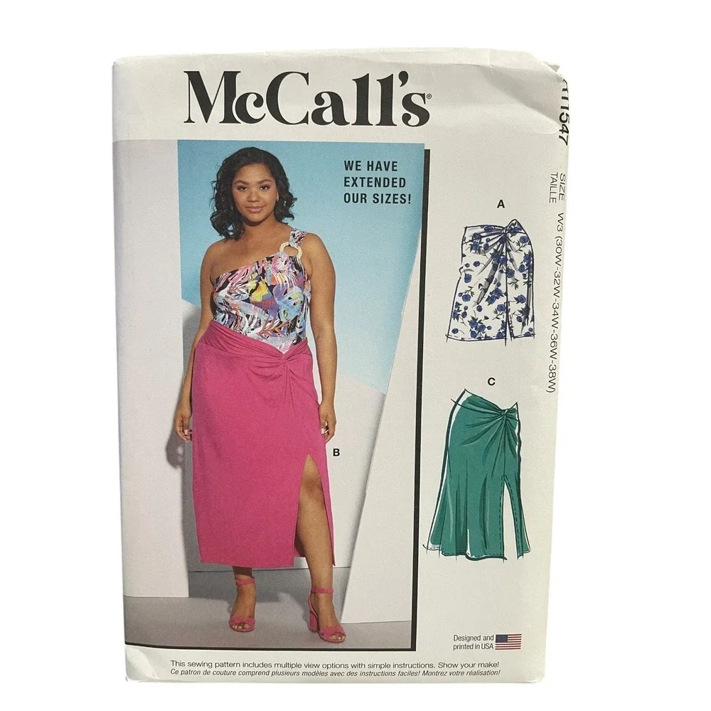 McCall's R11547 Women's Knit Skirts Plus Size Sewing Pattern Sizes 30W-38W